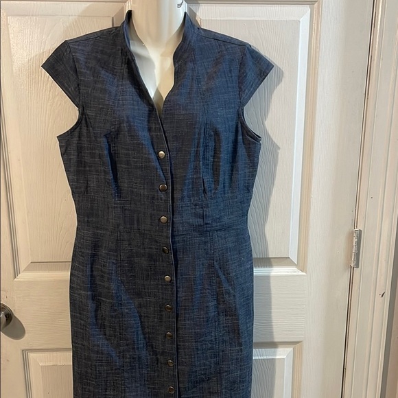 AGB Blue Midi Dress with Button Detail - Picture 2 of 7
